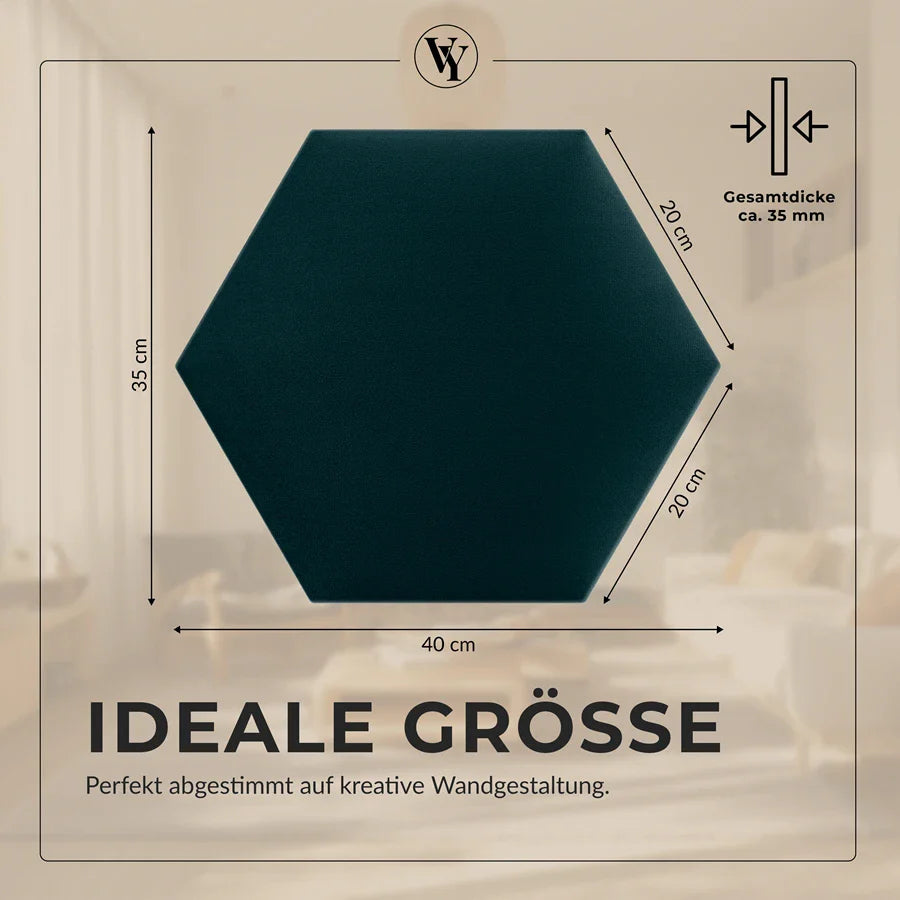 Wandkissen Hexagon | Türkis T09 Velours