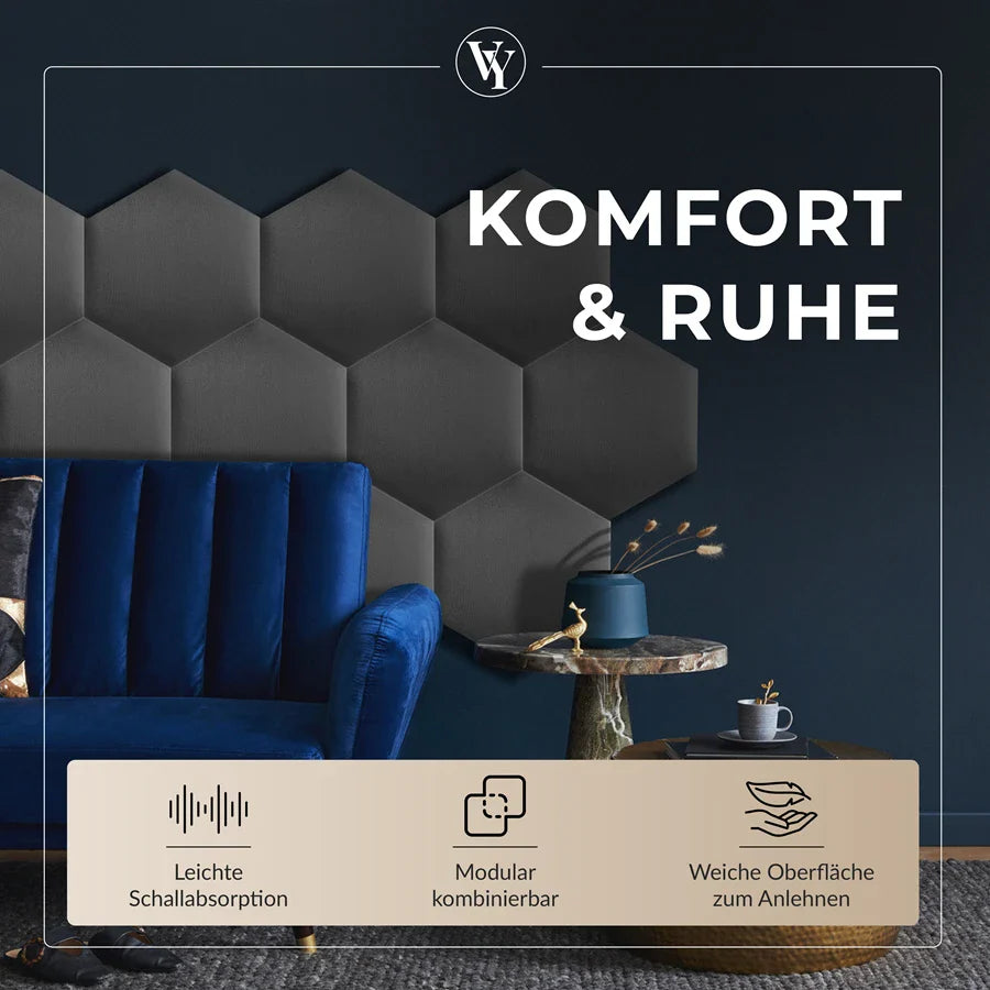 Wandkissen Hexagon | Anthrazit T15 Velours