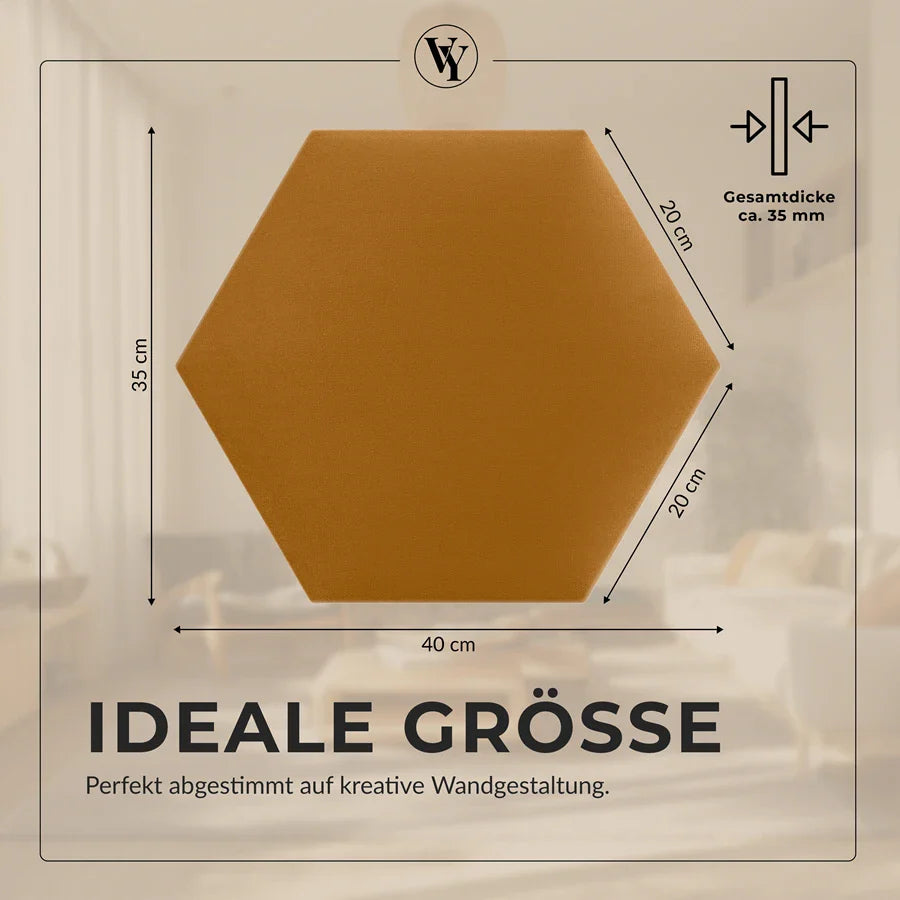 Wandkissen Hexagon | Ockergelb T18 Velours