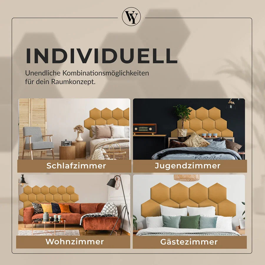 Wandkissen Hexagon | Ockergelb T18 Velours