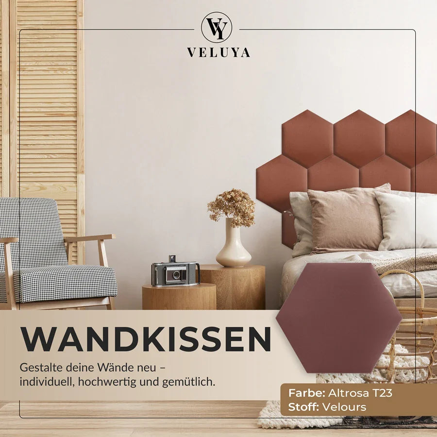 Wandkissen Hexagon | Altrosa T23 Velours