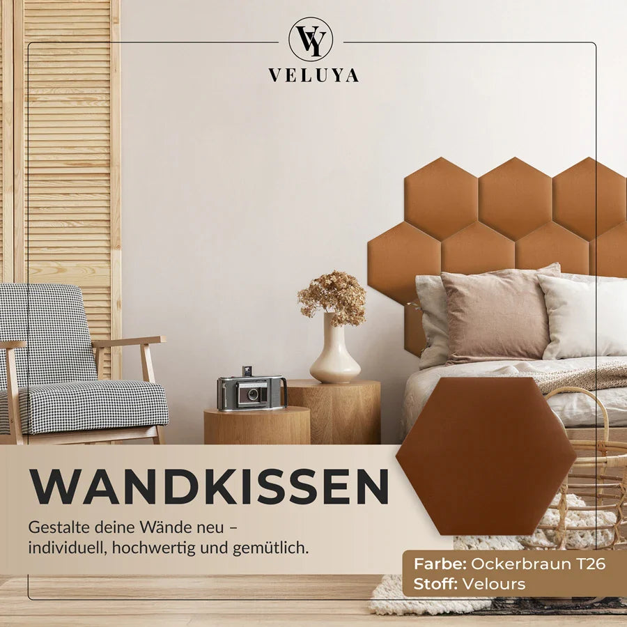 Wandkissen Hexagon | Ockerbraun T26 Velours