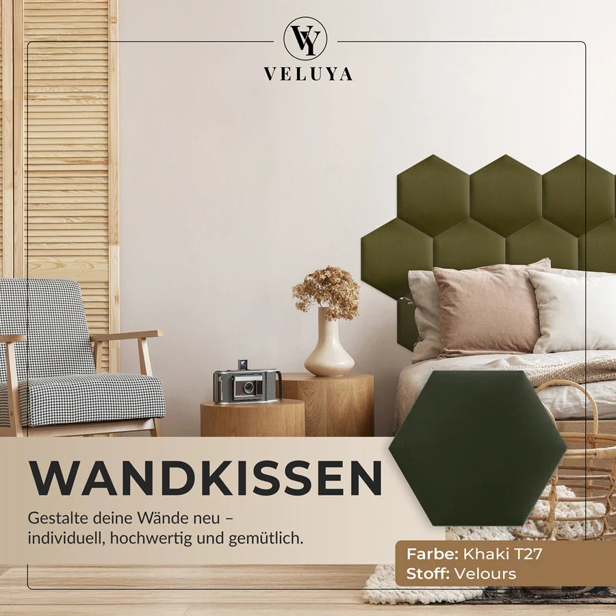 Wandkissen Hexagon | Khaki T27 Velours