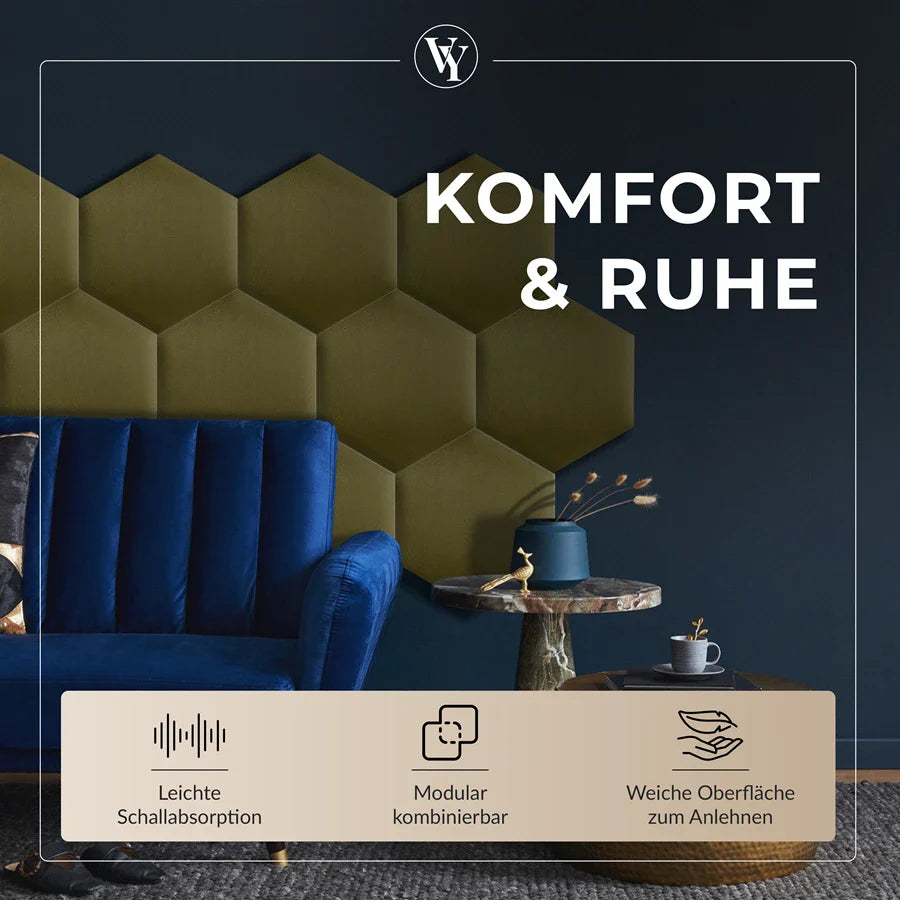 Wandkissen Hexagon | Khaki T27 Velours