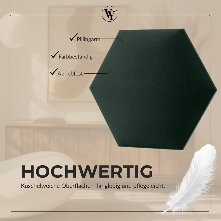 Wandkissen Hexagon | Dunkelgrün T28 Velours