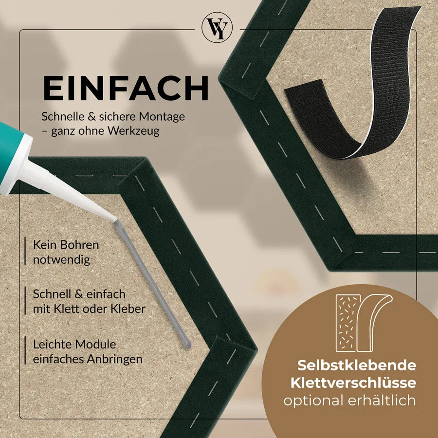 Wandkissen Hexagon | Dunkelgrün T28 Velours