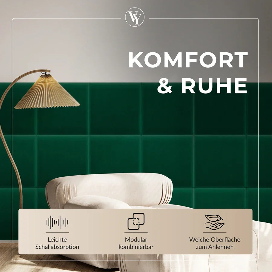 Wandkissen Quadrat | Dunkelgrün M04 Samt