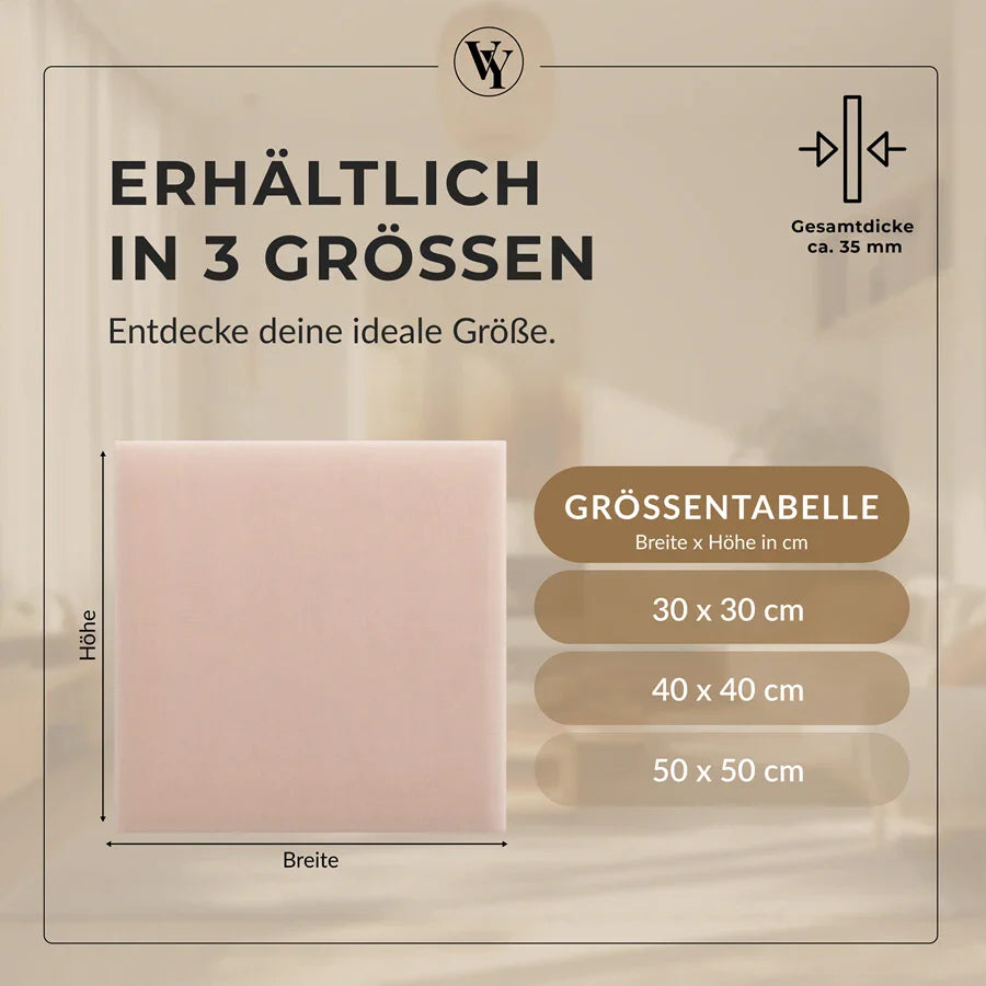 Wandkissen Quadrat | Hellrosa M06 Samt