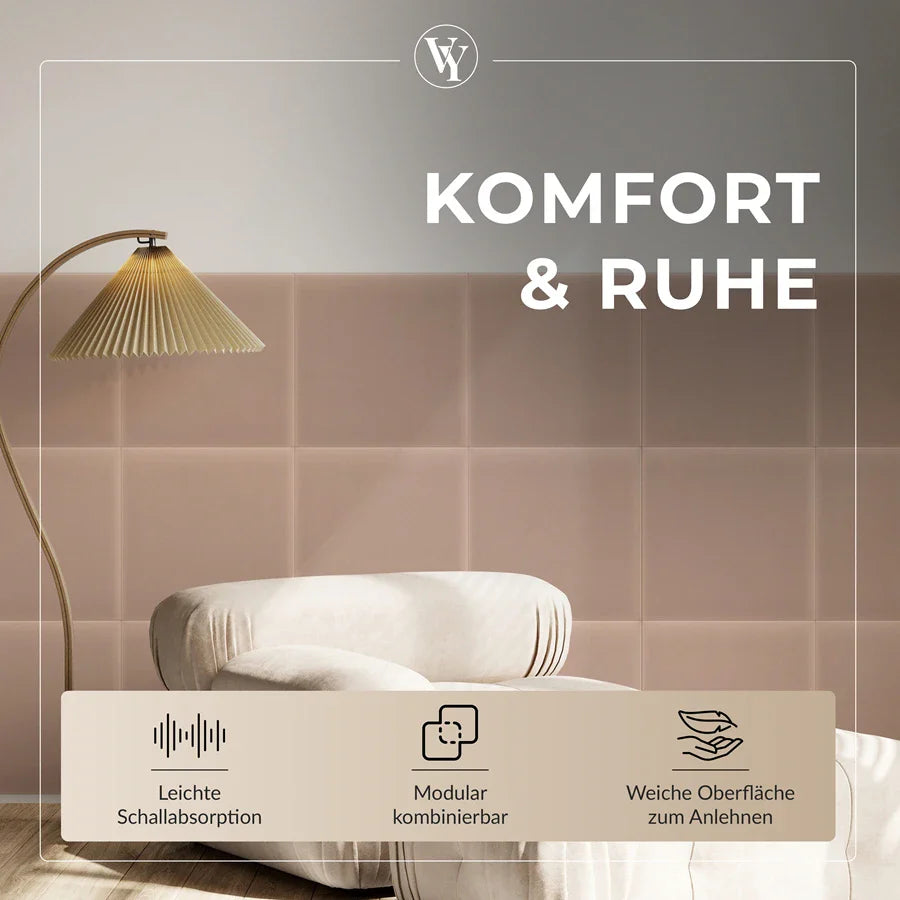 Wandkissen Quadrat | Hellrosa M06 Samt