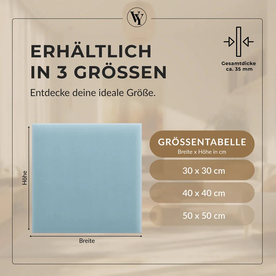 Wandkissen Quadrat | Hellblau M07 Samt