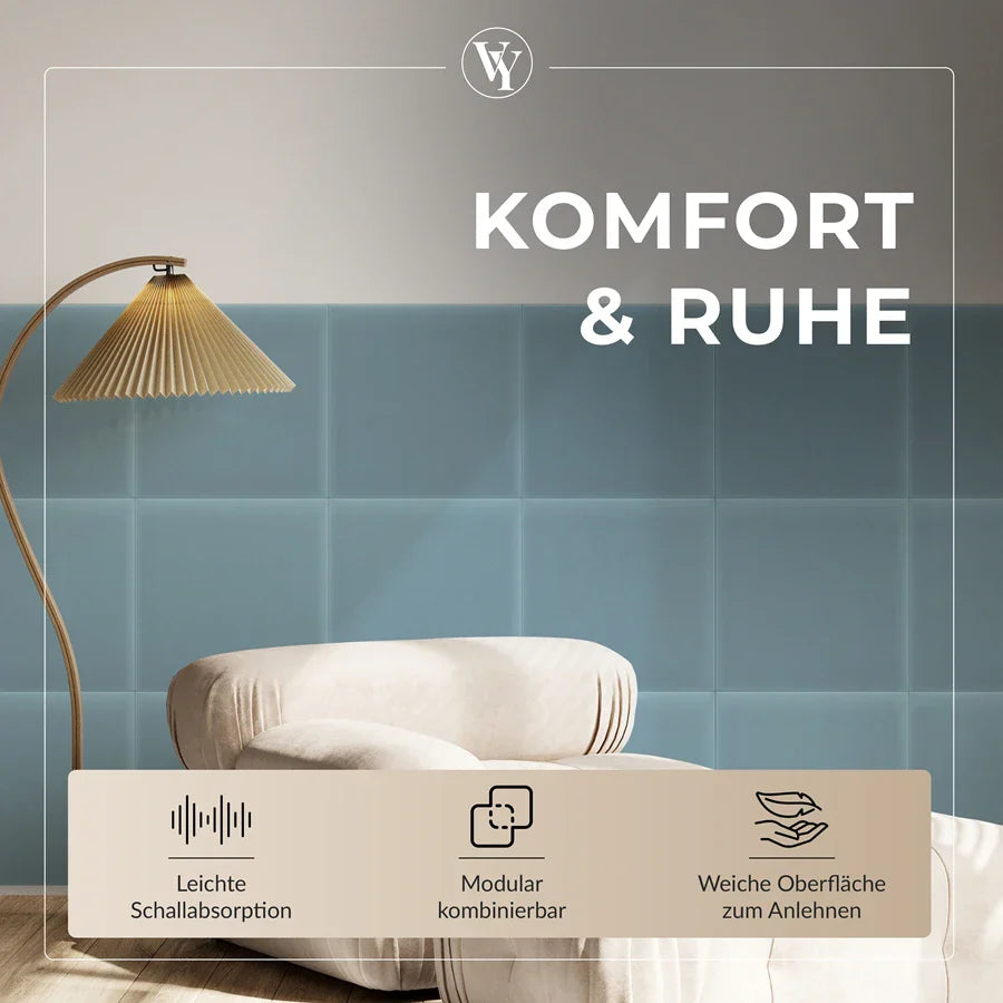 Wandkissen Quadrat | Hellblau M07 Samt