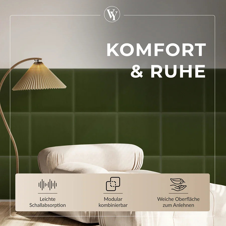 Wandkissen Quadrat | Khaki M09 Samt