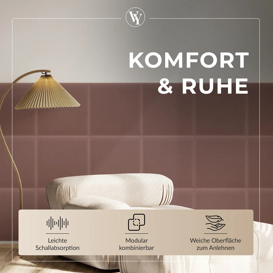 Wandkissen Quadrat | Altrosa M12 Samt