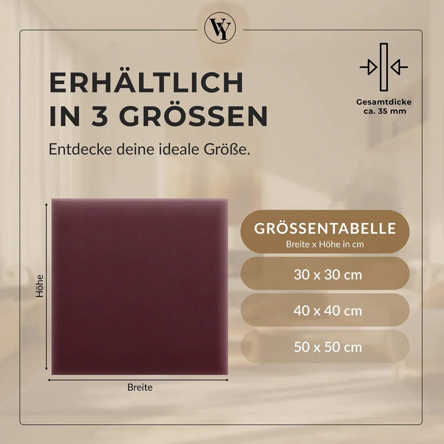 Wandkissen Quadrat | Weinrot M16 Samt