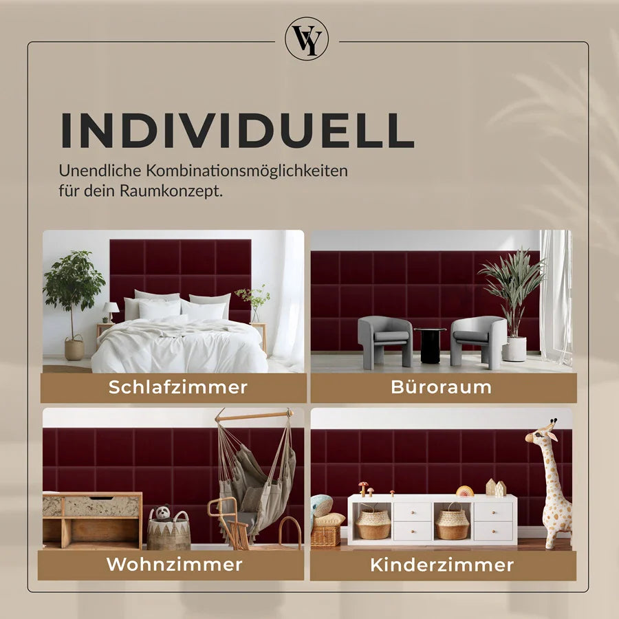 Wandkissen Quadrat | Weinrot M16 Samt