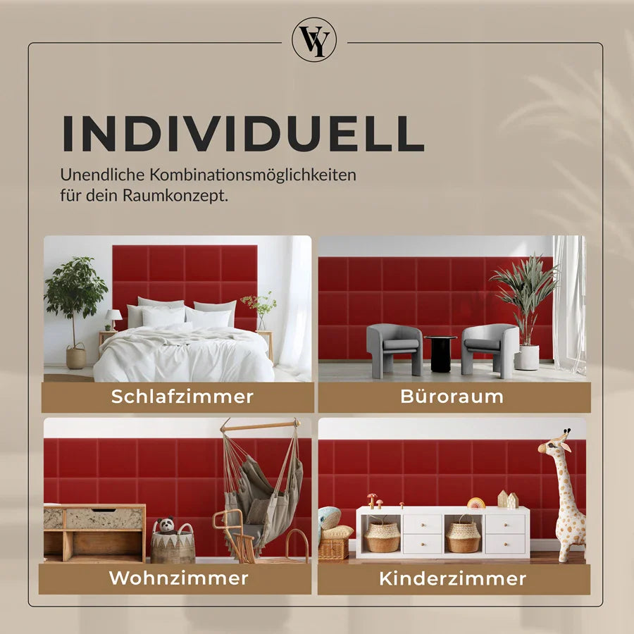 Wandkissen Quadrat | Orientrot M23 Samt