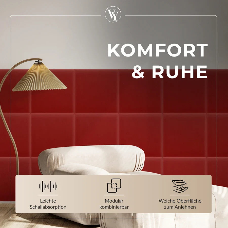 Wandkissen Quadrat | Orientrot M23 Samt