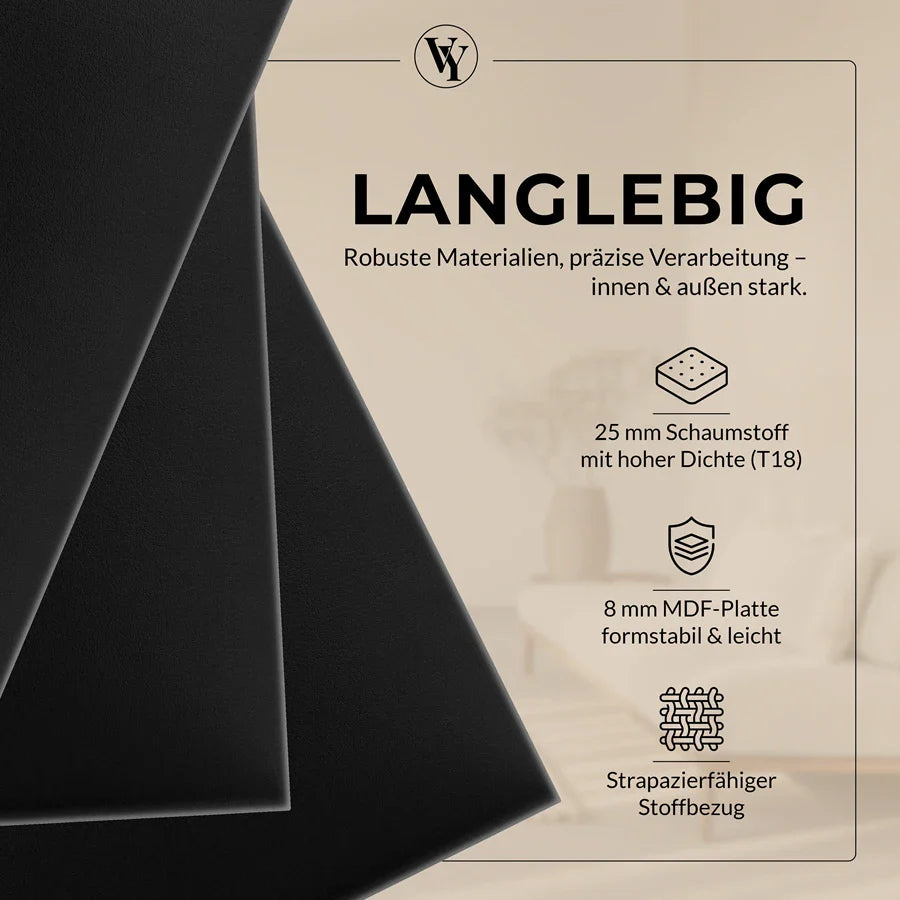 Wandkissen Quadrat | Schwarz S01 Öko-Leder