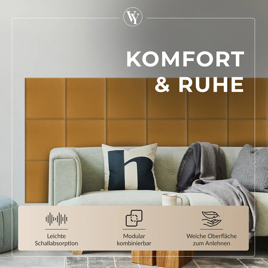 Wandkissen Quadrat | Ockergelb T18 Velours