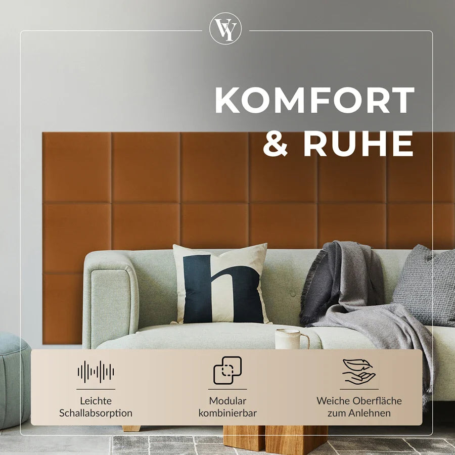 Wandkissen Quadrat | Ockerbraun T26 Velours