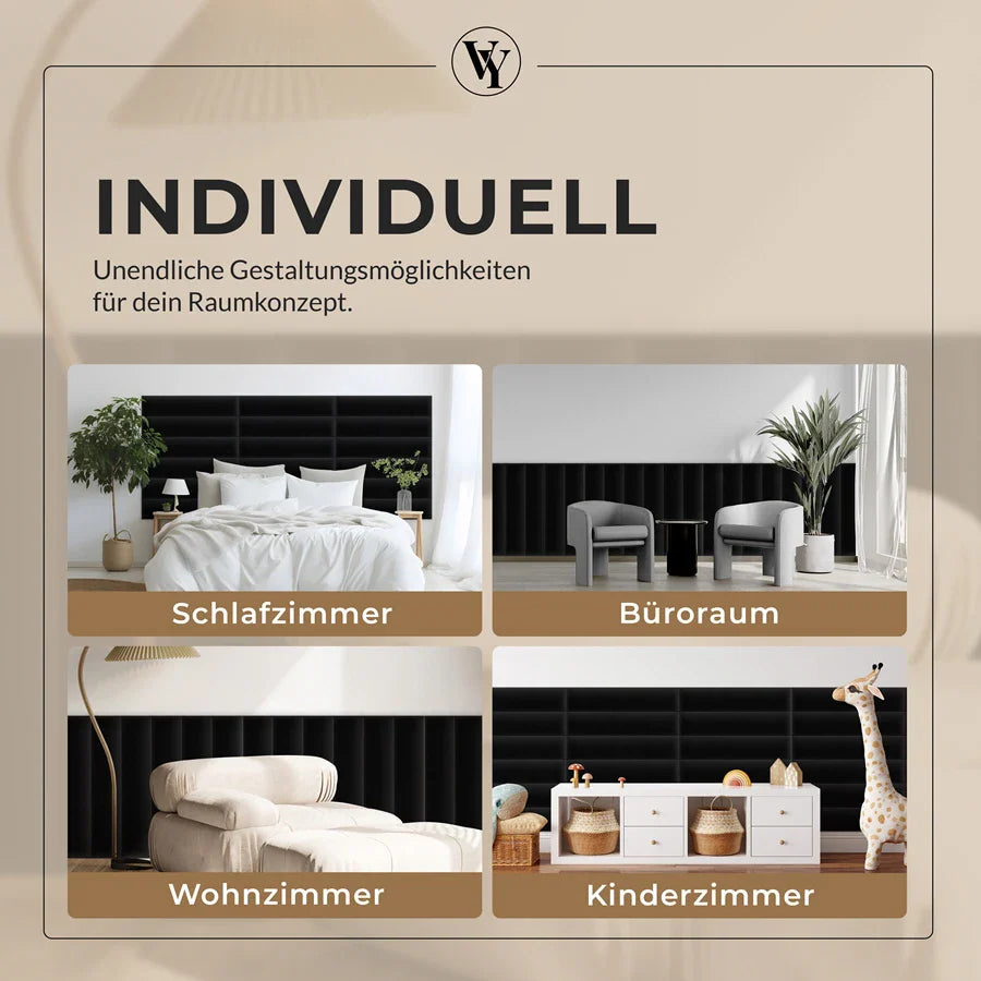 Wandkissen Rechteck | Schwarz M01 Samt