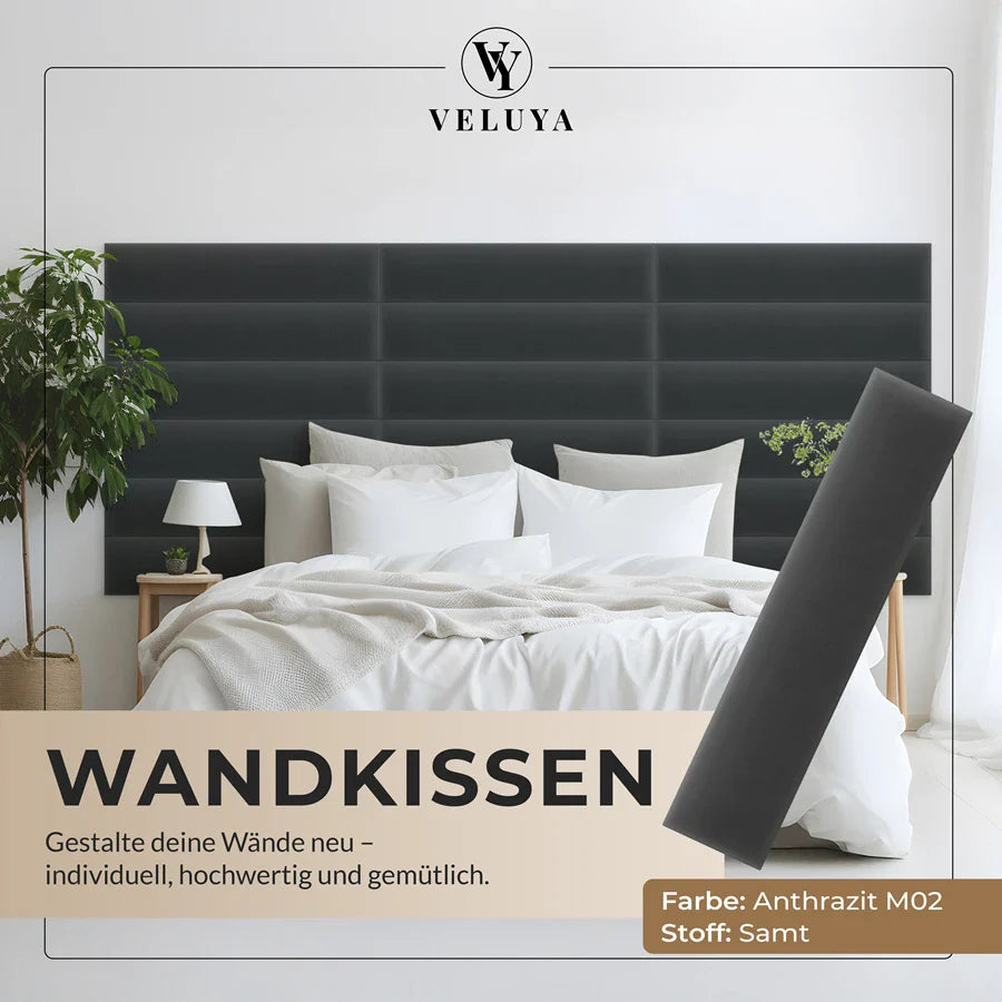 Wandkissen Rechteck | Anthrazit M02 Samt