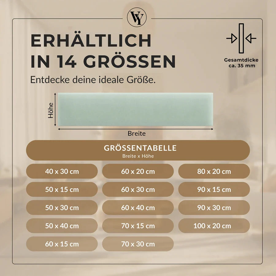 Wandkissen Rechteck | Mintgrün M05 Samt