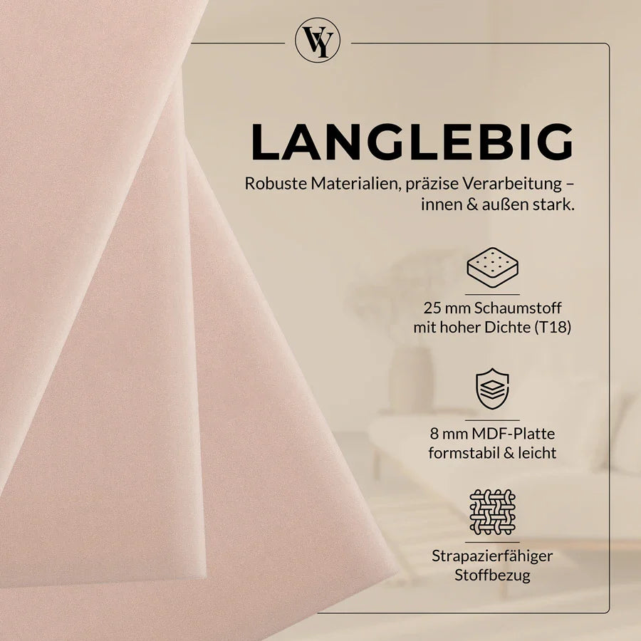 Wandkissen Rechteck | Hellrosa M06 Samt