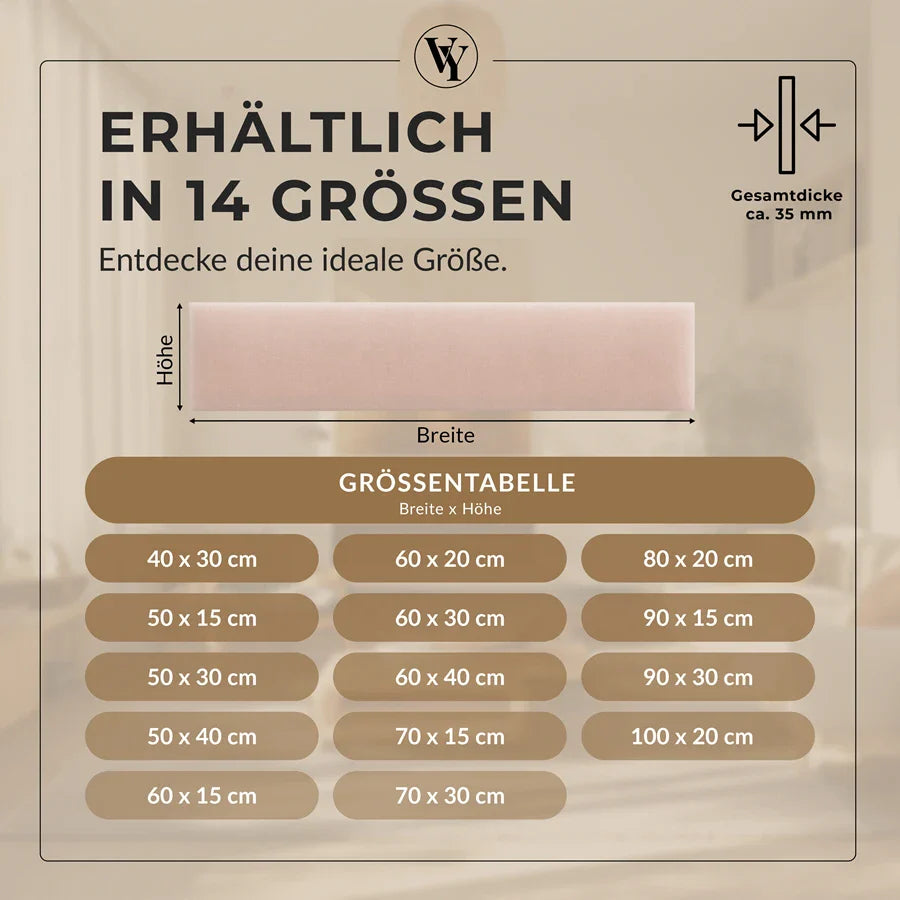 Wandkissen Rechteck | Hellrosa M06 Samt