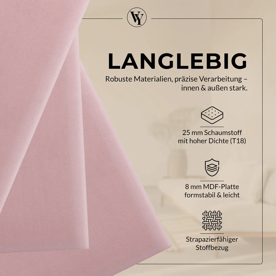 Wandkissen Rechteck | Rosa M08 Samt