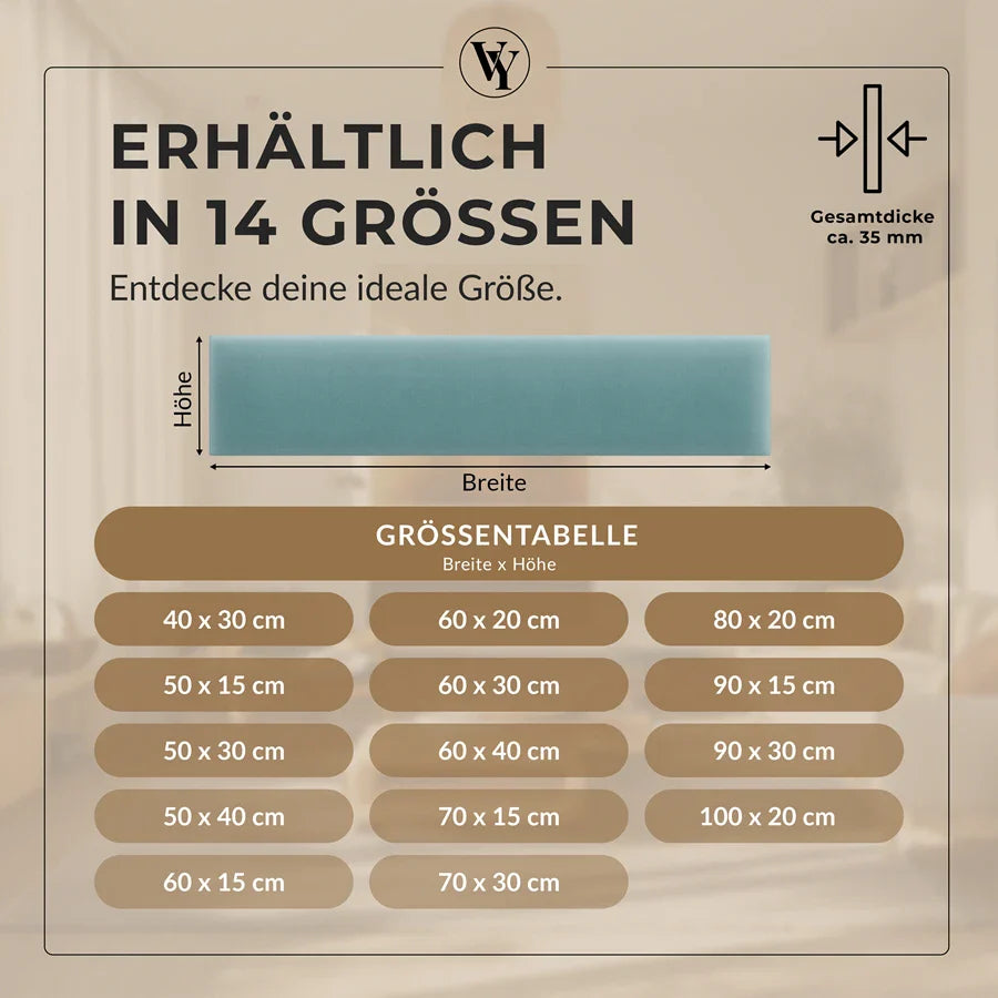 Wandkissen Rechteck | Azurblau M14 Samt