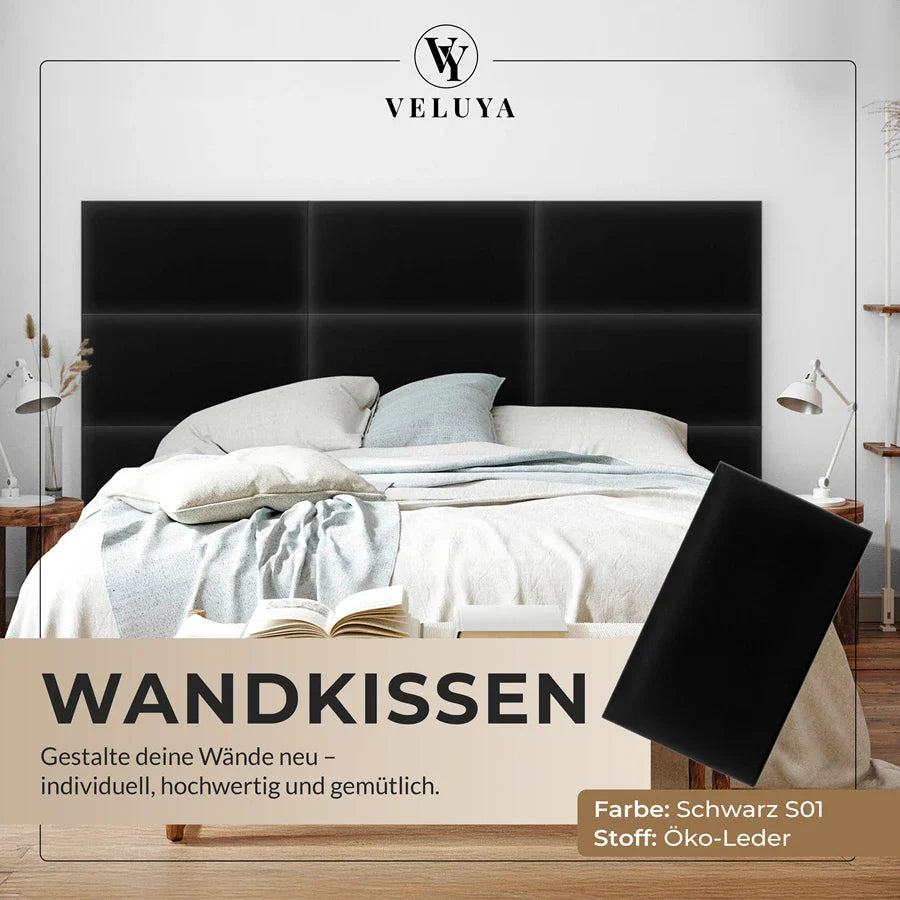 Wandkissen Rechteck | Schwarz S01 Öko-Leder