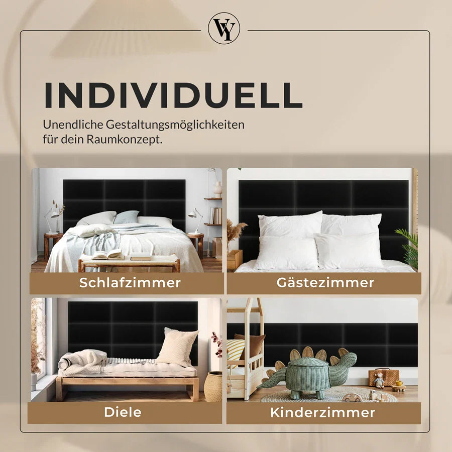 Wandkissen Rechteck | Schwarz S01 Öko-Leder