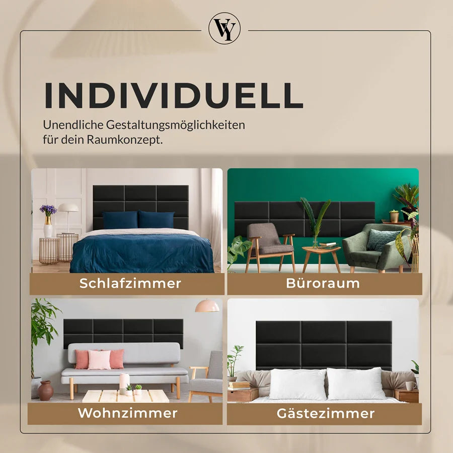 Wandkissen Rechteck | Schwarz T01 Velours