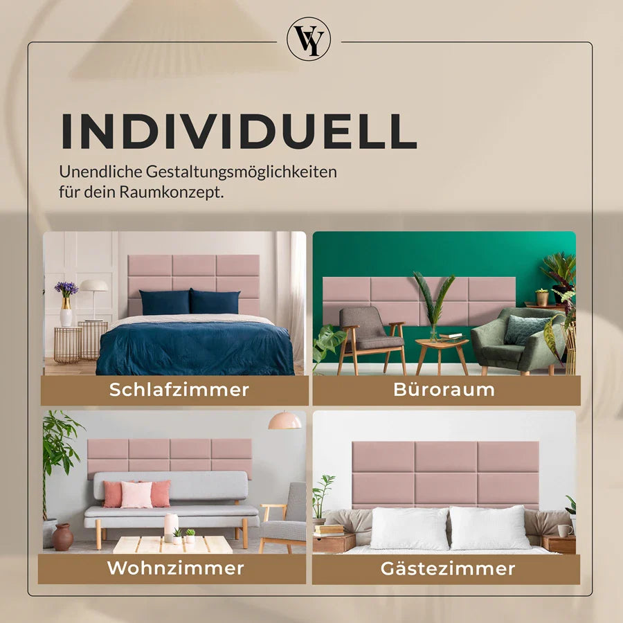 Wandkissen Rechteck | Rosa T05 Velours