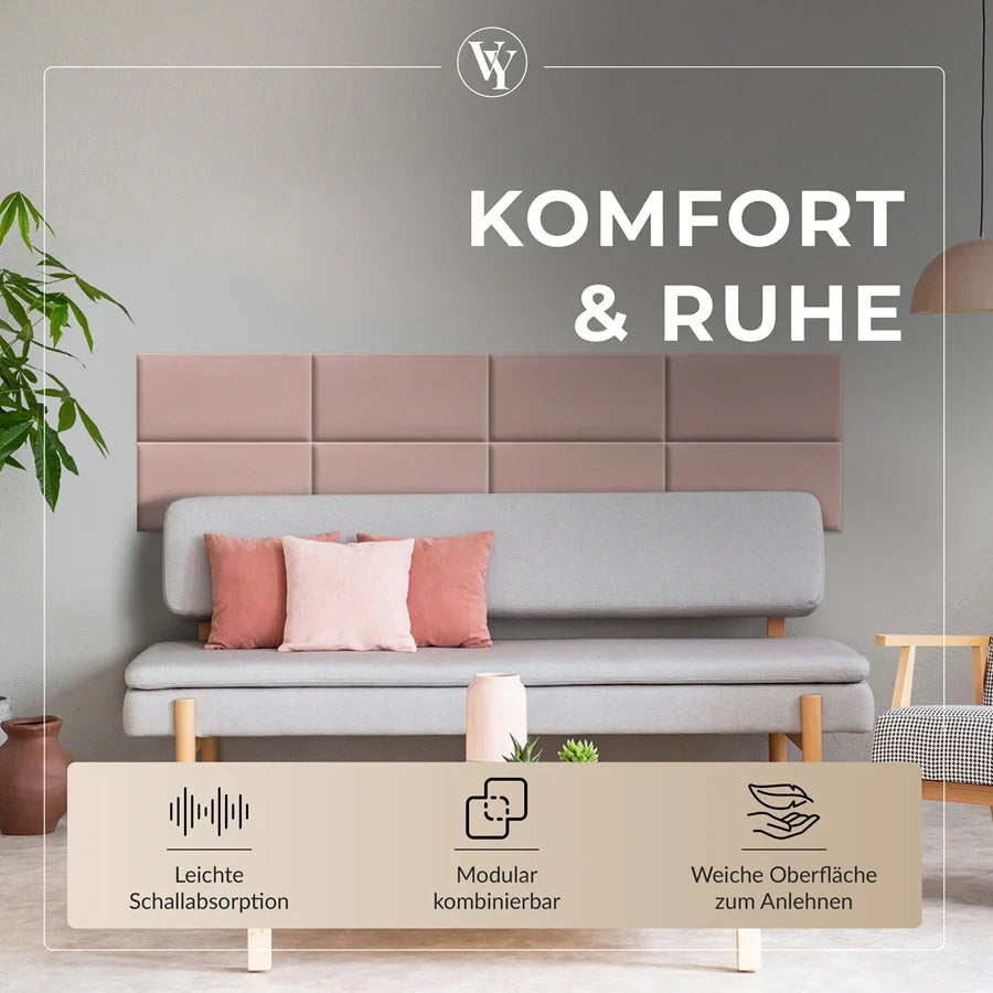 Wandkissen Rechteck | Rosa T05 Velours