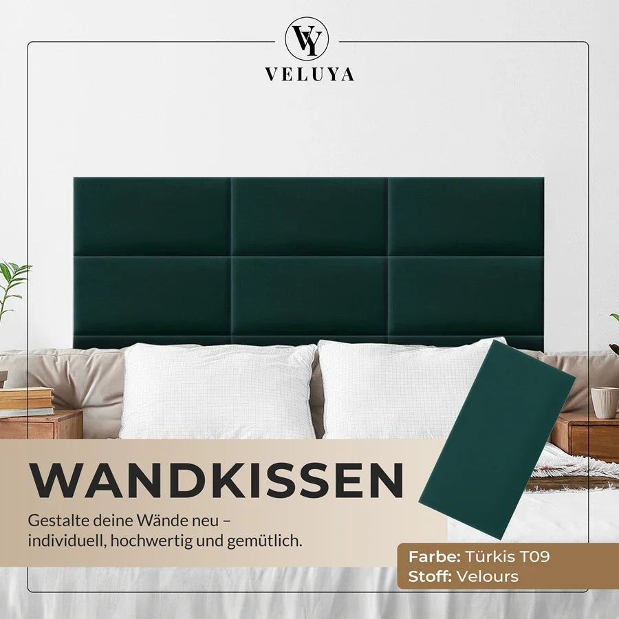 Wandkissen Rechteck | Türkis T09 Velours