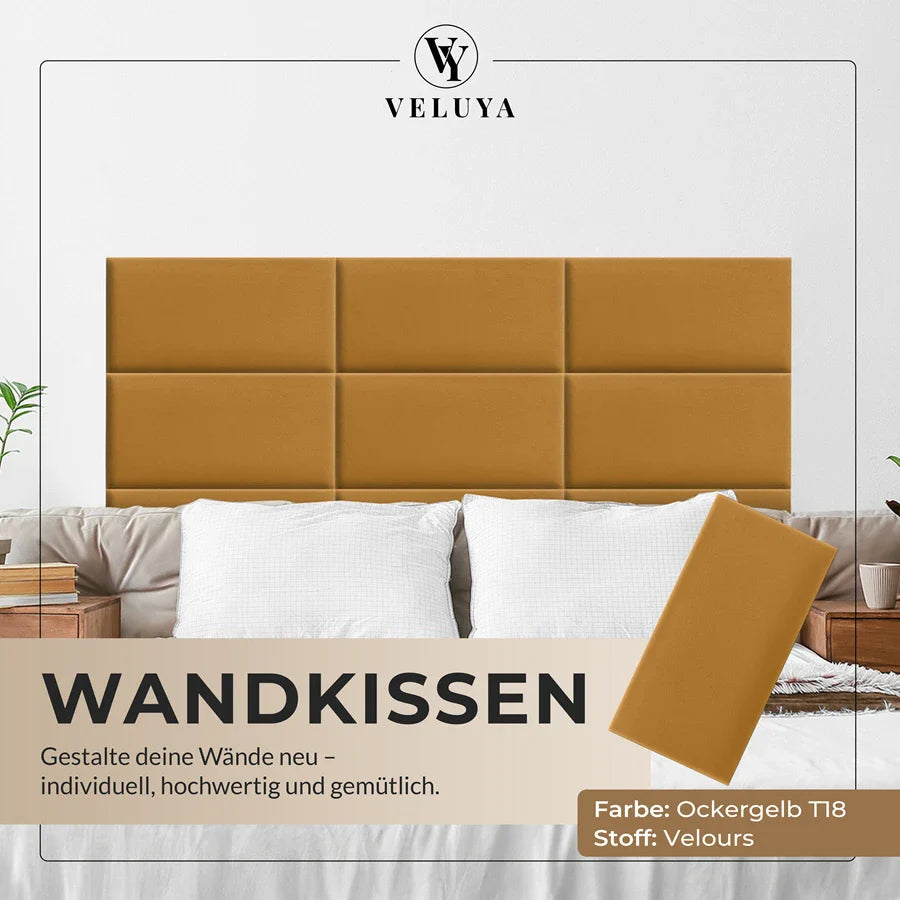 Wandkissen Rechteck | Ockergelb T18 Velours