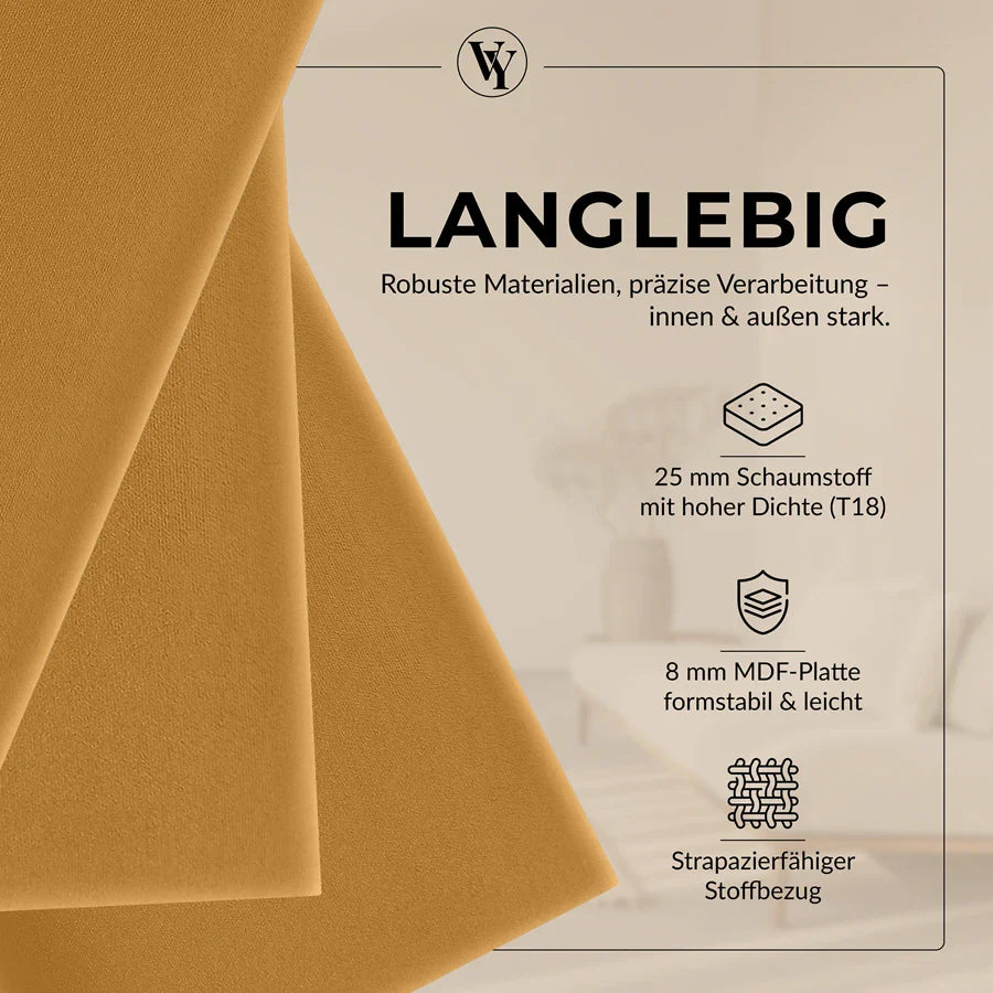 Wandkissen Rechteck | Ockergelb T18 Velours