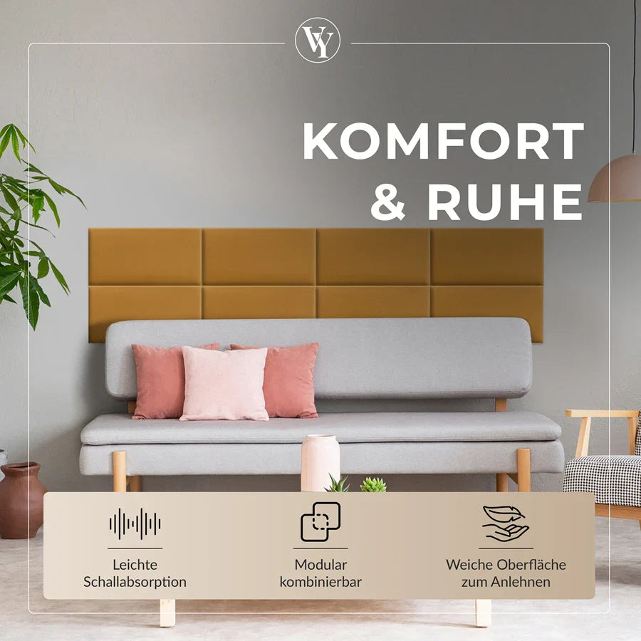 Wandkissen Rechteck | Ockergelb T18 Velours