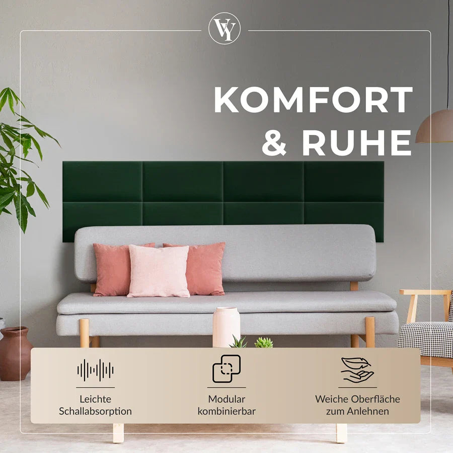 Wandkissen Rechteck | Dunkelgrün T28 Velours