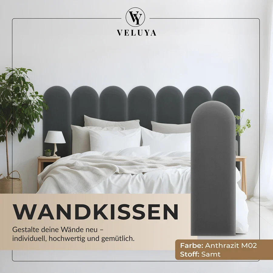 Wandkissen Rundbogen | Anthrazit M02 Samt