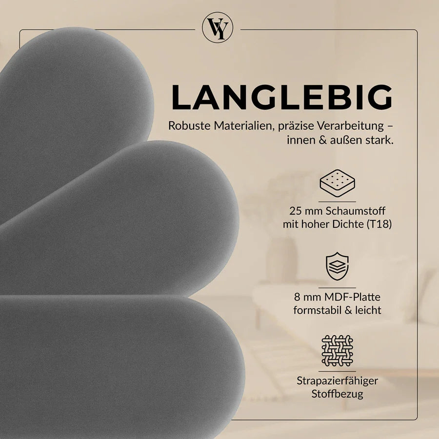 Wandkissen Rundbogen | Anthrazit M02 Samt