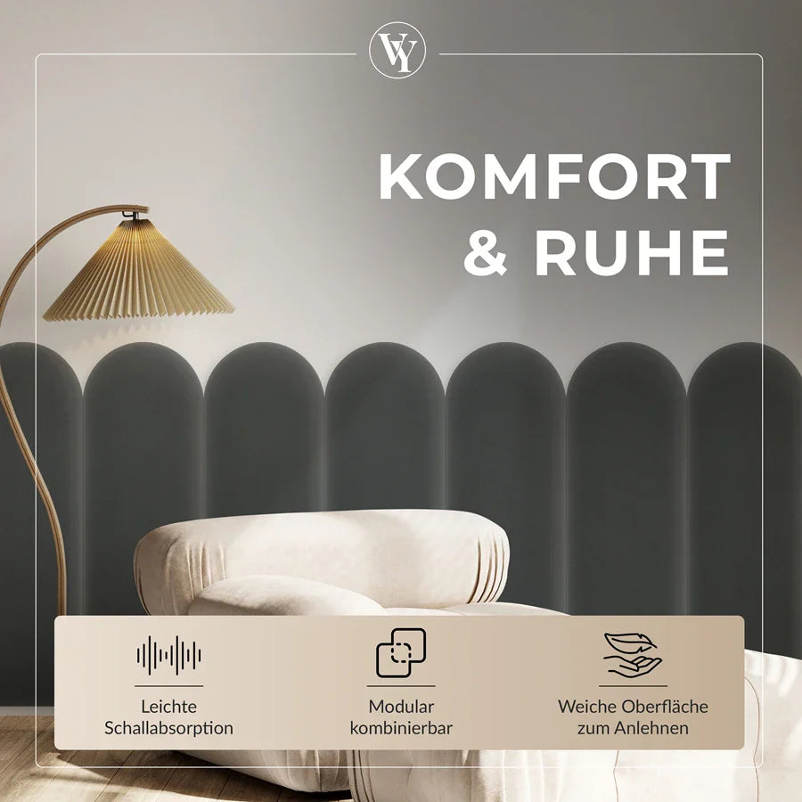 Wandkissen Rundbogen | Anthrazit M02 Samt