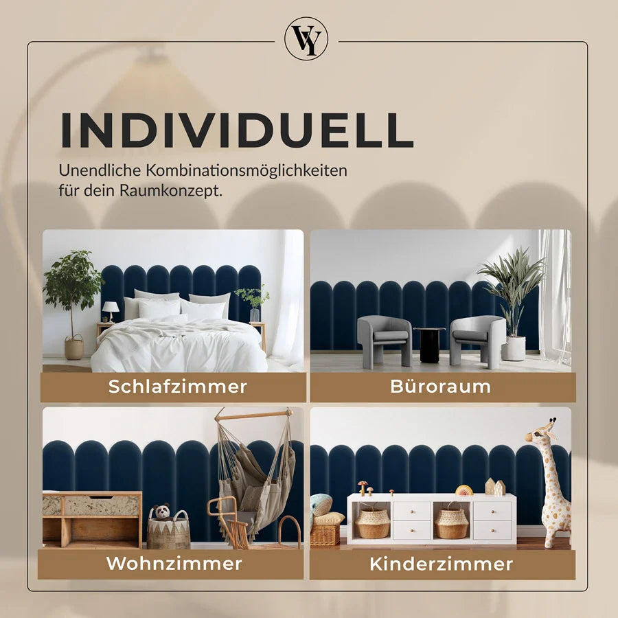 Wandkissen Rundbogen | Dunkelblau M03 Samt