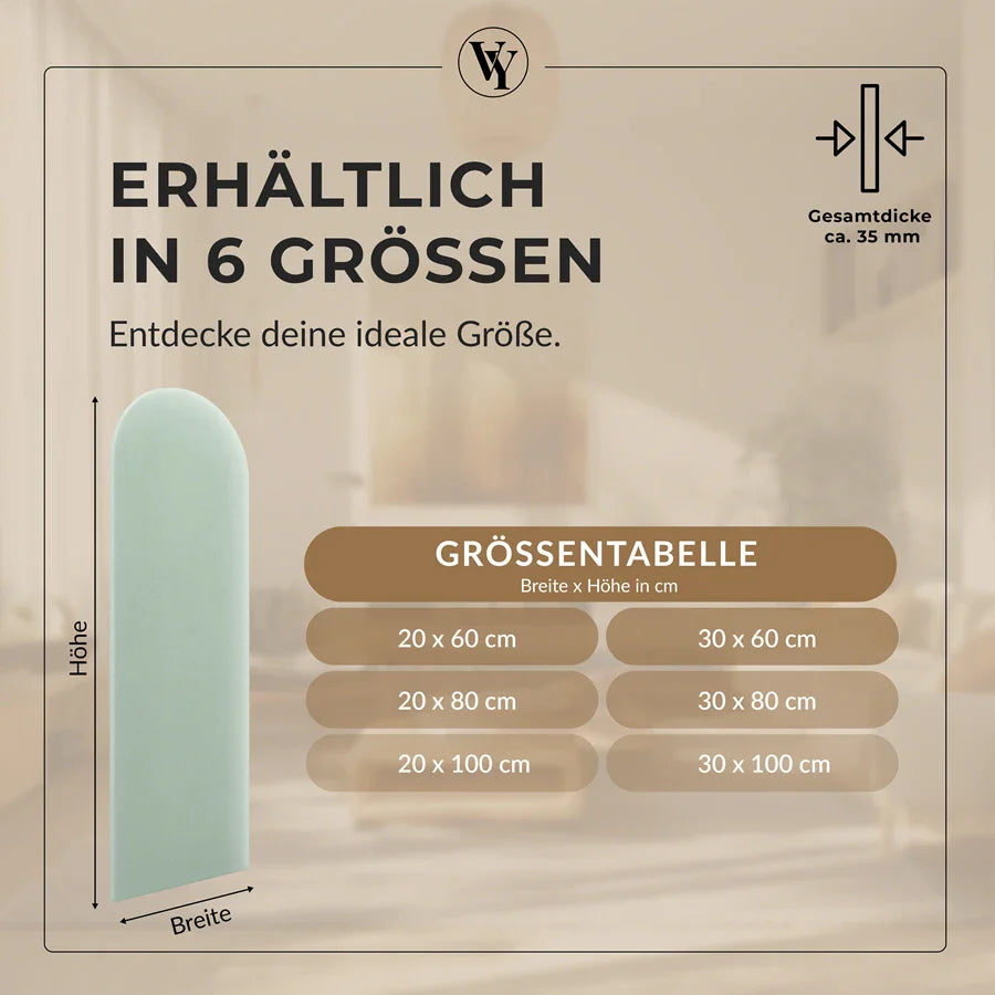 Wandkissen Rundbogen | Mintgrün M05 Samt