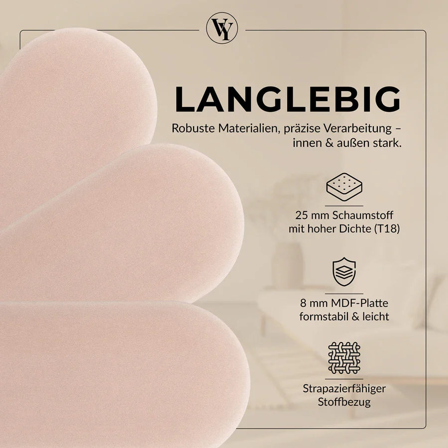 Wandkissen Rundbogen | Hellrosa M06 Samt