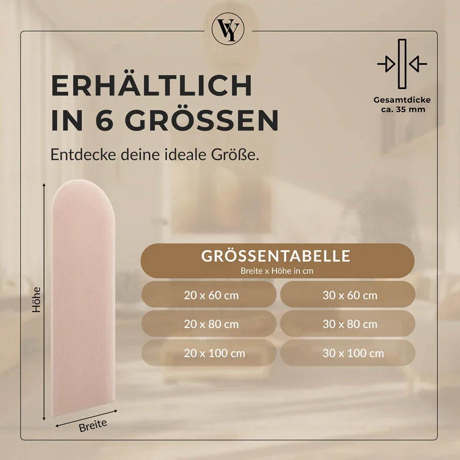 Wandkissen Rundbogen | Hellrosa M06 Samt