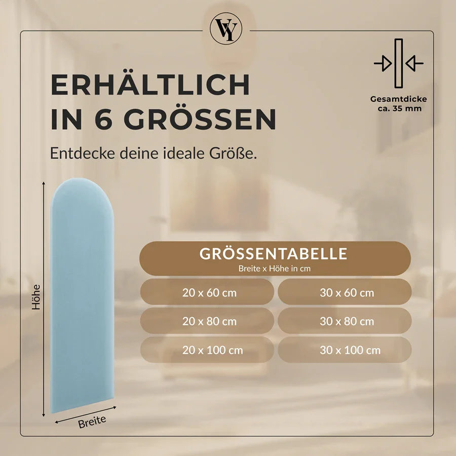 Wandkissen Rundbogen | Hellblau M07 Samt