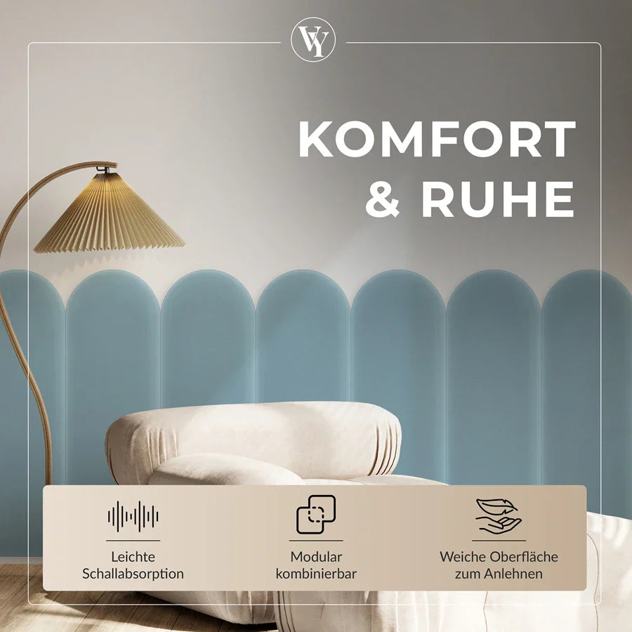 Wandkissen Rundbogen | Hellblau M07 Samt